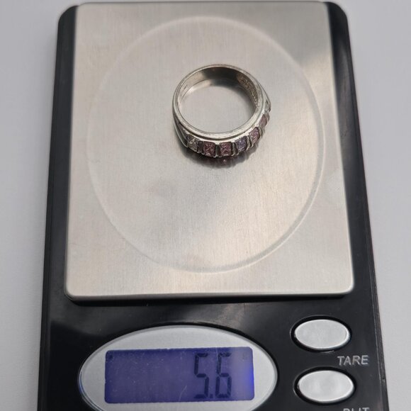 Size 9.25 Sterling Silver Beautiful Cubic Zirconia Gems Band Ring A2693 - Picture 9 of 9